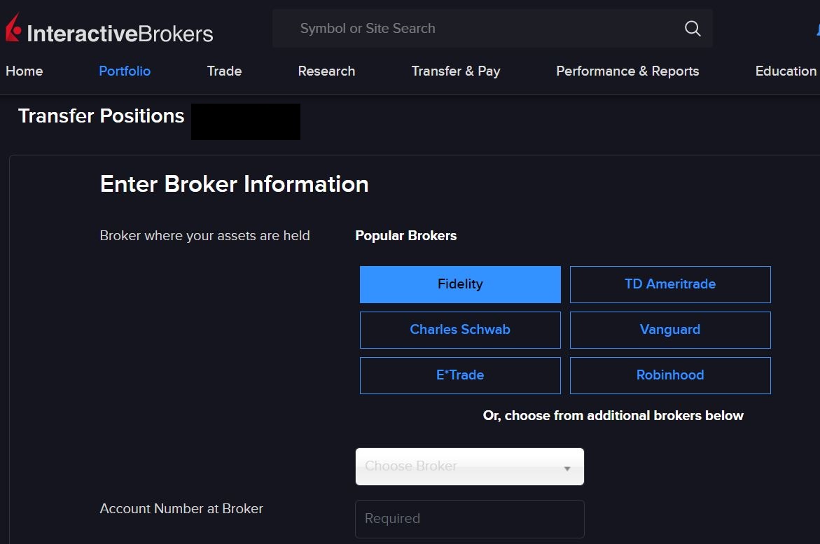 Transfer Fidelity to Interactive Brokers