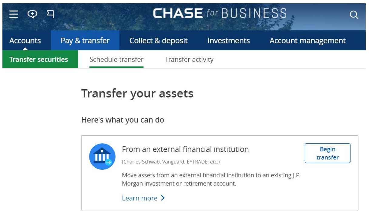 Transfer Chase account into Ameritrade