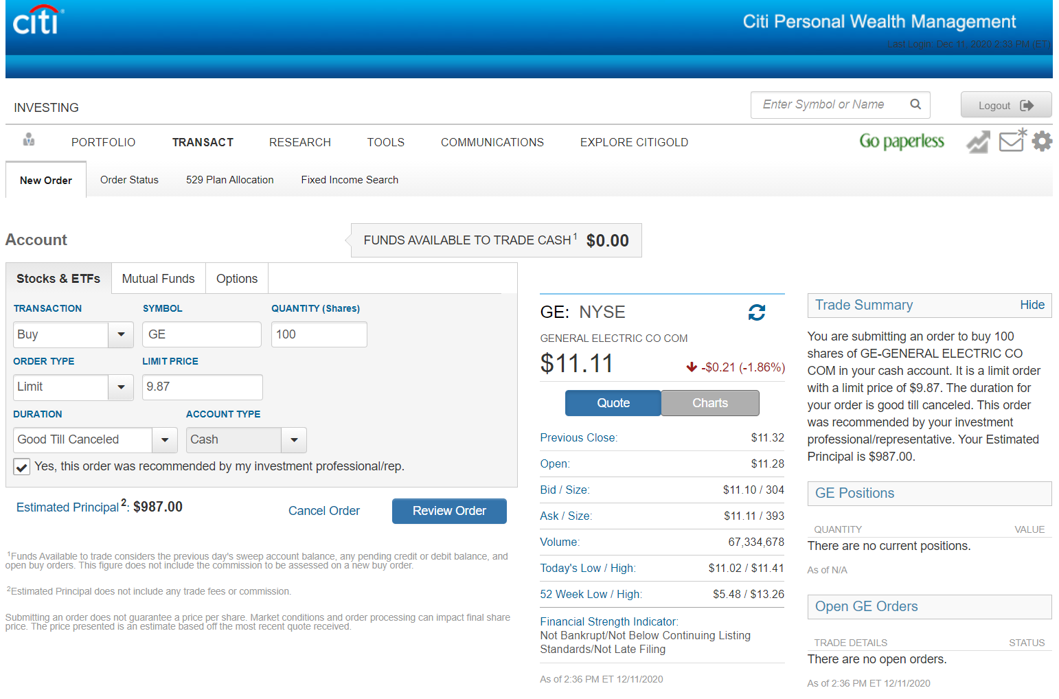 Citibank Investing Account Review